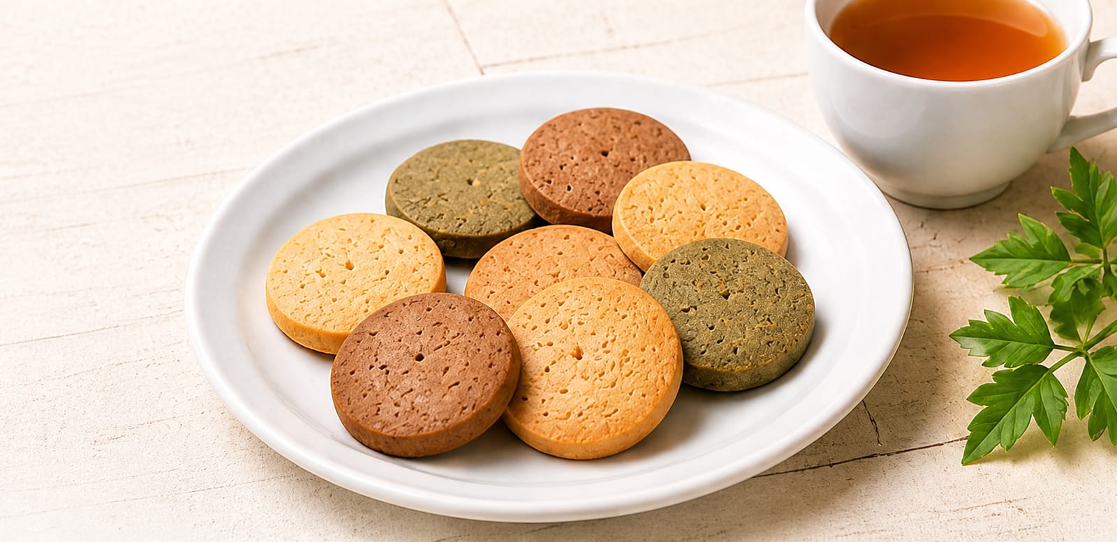 おからクッキーとお茶のイメージ
